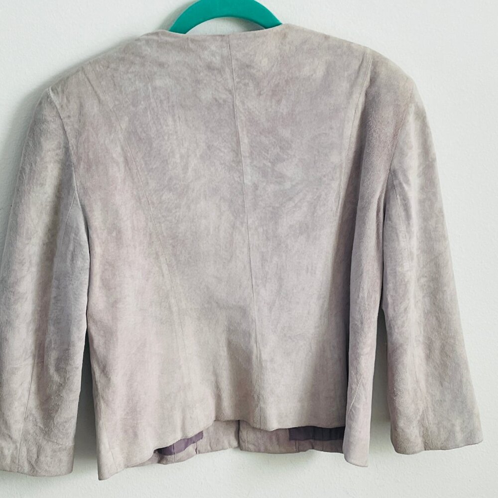 Vintage Spiegel jacket Women's delicate lilac suede coat size 12 Zipper - Picture 2 of 4